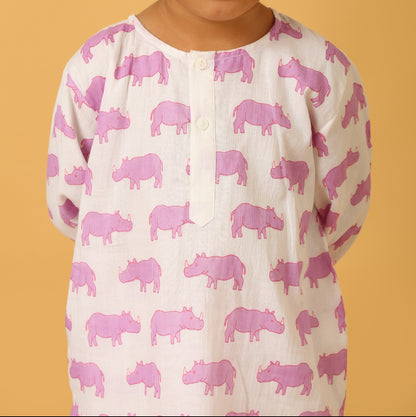 Purple Chitwan Rhino Kurta Pyjama SS 24
