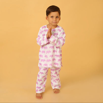 Purple Chitwan Rhino Kurta Pyjama SS 24